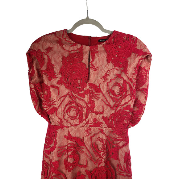 Black Halo Mesh Floral Embroidered Midi Length Dress Size 2 - Picture 2 of 11